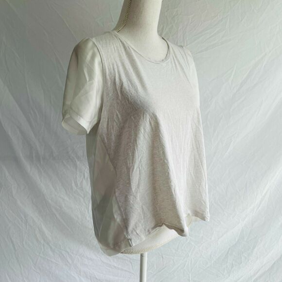 J.Crew Silky Knit White T Shirt Blouse Short Sleeve Oversize C2420 Size Small - Picture 5 of 11